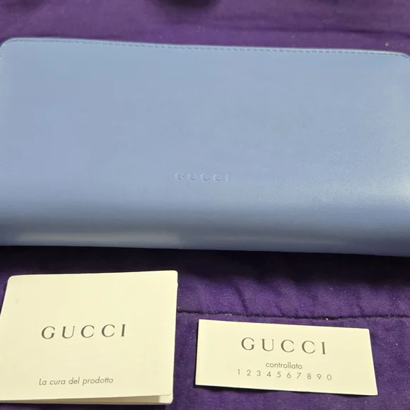 Gucci Japan Exclusive GG Marmont Blue Bow Leather Zip Wallet - Picture 15 of 15